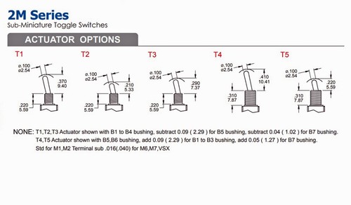10pc Sub-Miniature Toggle Switch 2MD4T1B1M2QES Mom-Off-Mom 6P DPDT Spring Back - Picture 5 of 8