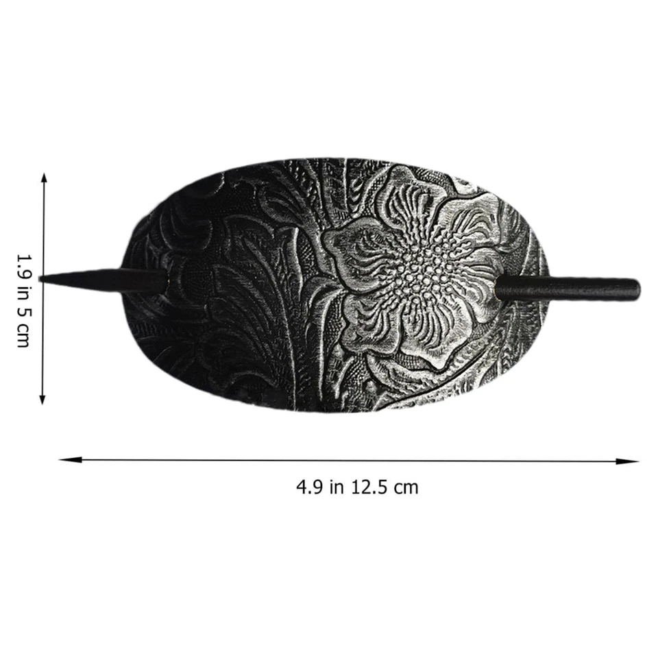 Leather Hair Barrette With Stick Vintage Elegant Temperament Hair Accessories - Image 4 of 4