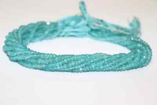 3-4MM NATURAL BLUE APATITE FACETTED RONDELLE GEMSTONES LOOSE BEADS 12' 1 BRIN