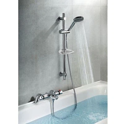 Thermostatic Bathroom Bath Shower Valve Mixer Tap With Slider Rail Kit & Handset