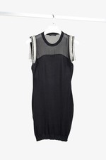 Versace 2009 Sheer-Back Ornate Trim Black Sleeveless Body-Con Tunic, Size M