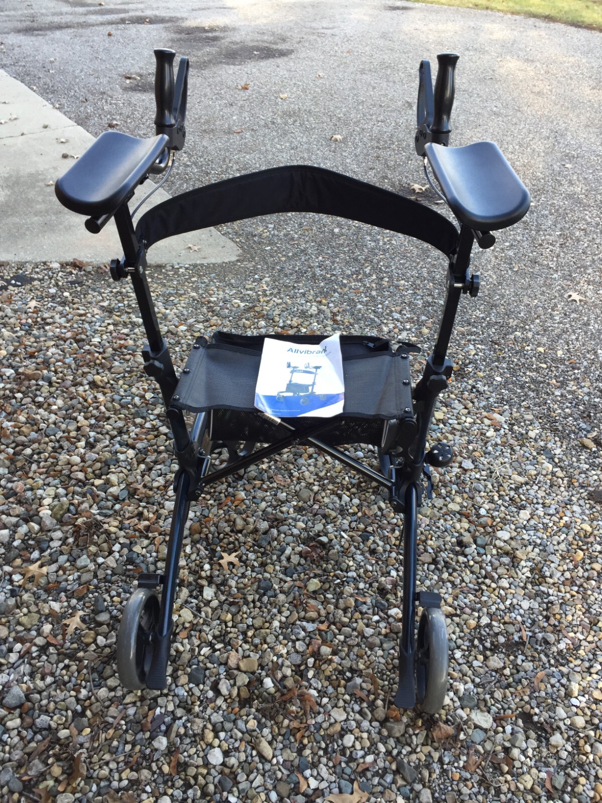 ALLVIBRANT UPRIGHT ROLLATOR WALKER WITH SEAT ARM RESTS FOLD UP FOUR 4