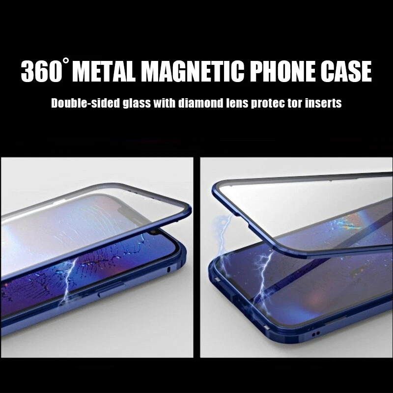 For iPhone 17 15 14 13 12 16Pro Max Magnetic Tempered Glass 360° Full Case Cover - Image 4 of 4