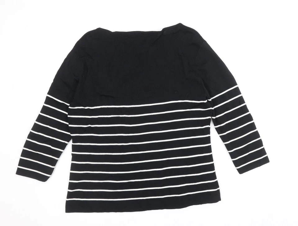 Suéter de viscosa Debbie Morgan para mujer negro cuello cuchara a rayas talla L Foto 2 de 4