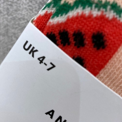 New Look Socks Pack 4 Colourful Fruit Ankle 4-7 Set Watermelon Strawberry Lemon - Picture 4 of 9