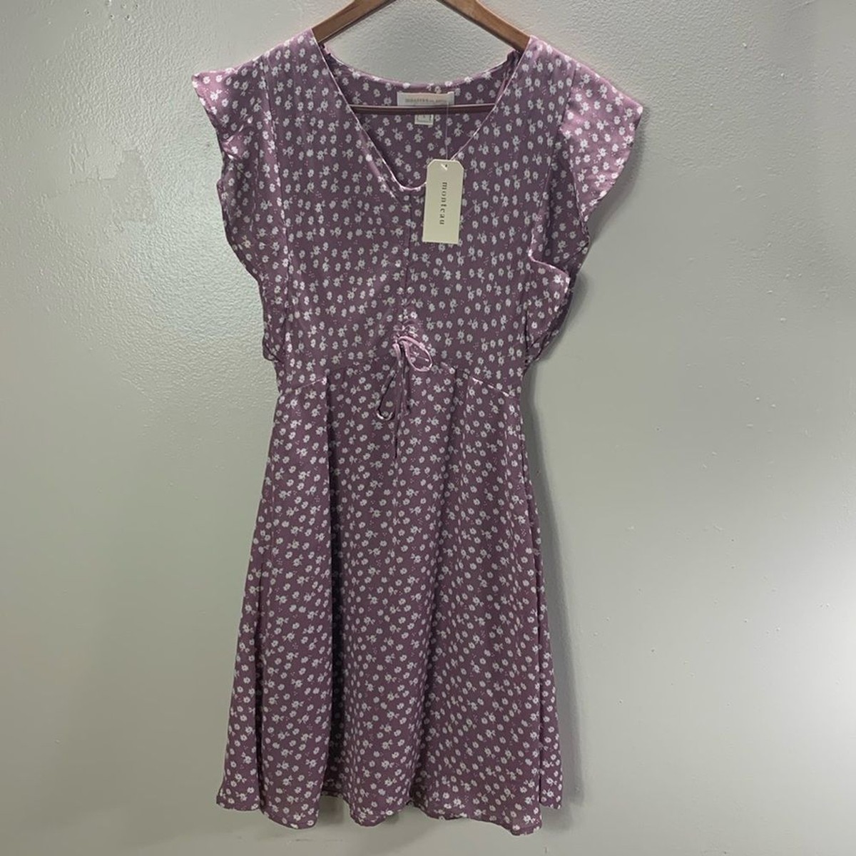Monteau Dress Women's Size S Purple & White Floral Mini Sleeveless Sundress
