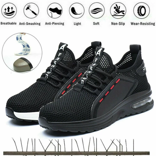 Men's Breathable Indestructible Safety Work Shoes Steel Toe Cap Boots Sneakers - Picture 5 of 21