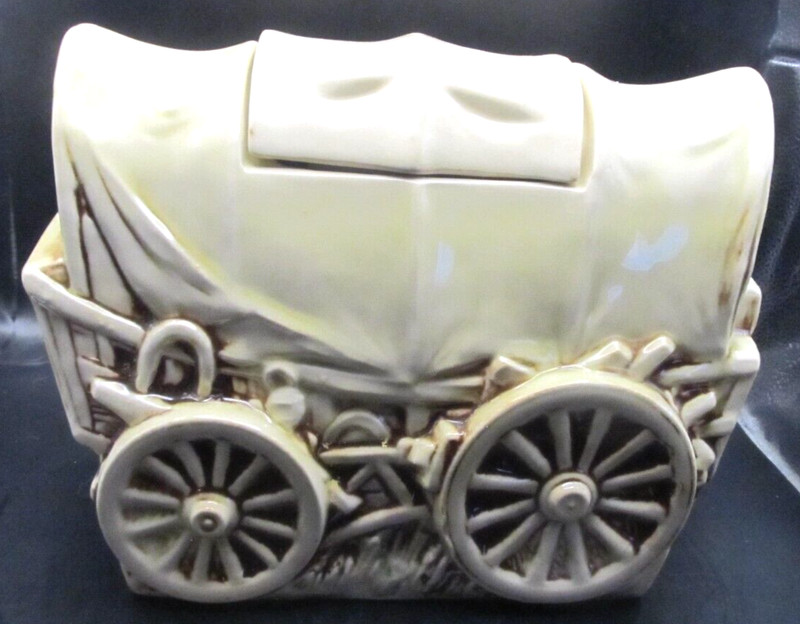 Vintage McCoy Pottery USA Western Covered Wagon Cookie Wagon Cooke Jar Cowboy