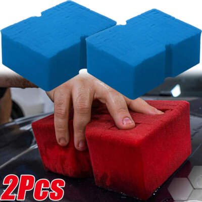 2Pcs Large Cross Cut Durable Soft Foam Grid Sponge Rinseless Absorbent Easy Grip