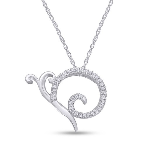 Collier Argent 925 Avec Pendentif Fleur Filigrane Et Diamant 1/10ct - 45.7cm, Neuf Sans Emballage