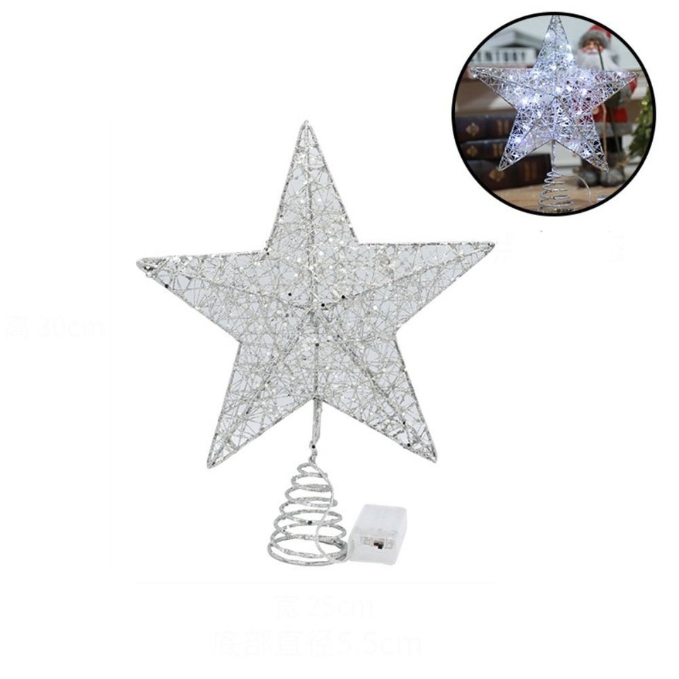 Glitter Lighting Props with Lights Lighted Tree Topper LED Christmas