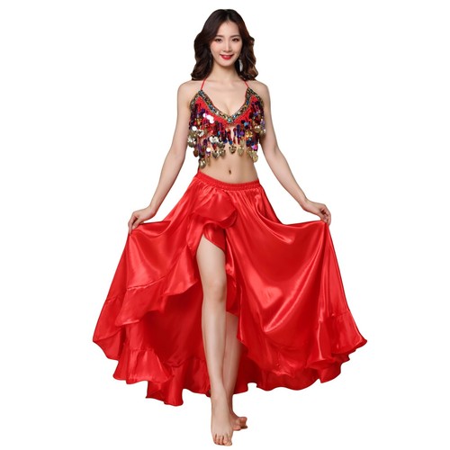 Belly Dance Top & Full Skirt & Belt Costume Belly Dance Set Indian Dance Wear Pa - Picture 3 of 23