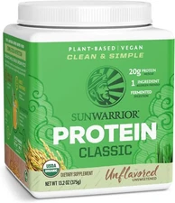 Sunwarrior Classic Organic Brown Rice Vegan Protein Powder, 375g, Unflavored