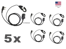 5x G-Hook In-Ear Hanger Earpiece w/ PTT for Kenwood & Baofeng Radio TK UV5R H777