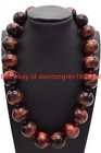 Huge 20mm Genuine Natural Red Tiger's Eye Round Beads Gems Necklaces 18-22'' AAA