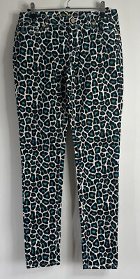 Michael Kors Jeans Gr. 2 (UK 8-10) weiß schwarz türkis Animal Print Logo Skinny