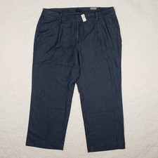 NWT Talbots Weston Pant Womens 20W High Waist Wide Leg Pleat Pants Blue Chambray