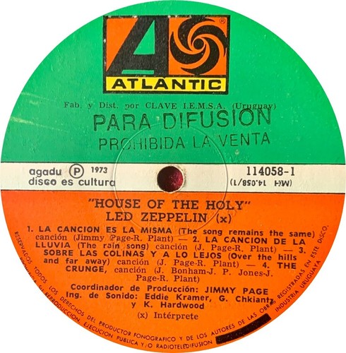 LED ZEPPELIN - HOUSE OF THE HOLY - FOR DIFFUSION PROMO - URUGUAY - Picture 3 of 4
