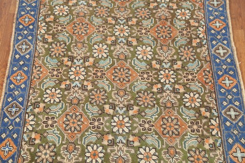 Vintage Over-Dyed Handmade Green Wool Tebriz Accent Rug Traditional Carpet 3x5 - Picture 4 of 18