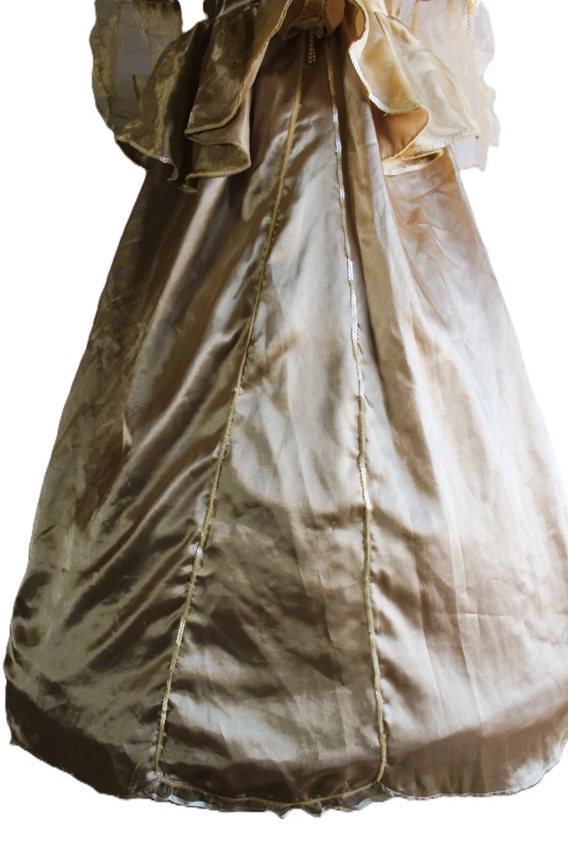 Disney Store Long Princess Dress Women's Size Small Tan Satin Lace - Image 3 of 4