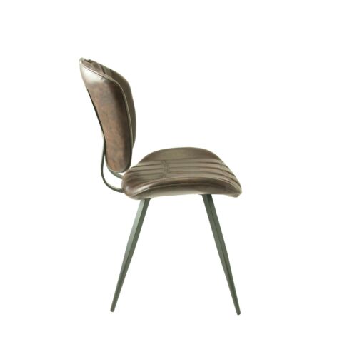 PAIR OF CHESTNUT BROWN DINING CHAIRS / HEALEY / VEGAN FAUX LEATHER / BOXED - Picture 4 of 8