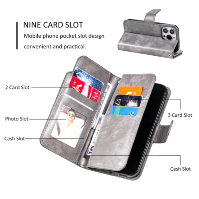 Leather Wallet Case Magnetic Flip Cover For iPhone 15 Pro Max 14 13 12 11 XR X 7