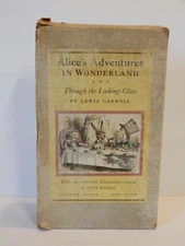Vtg 1916 Alice's Adventures in Wonderland Looking Glass Book Set Carroll Slip ca