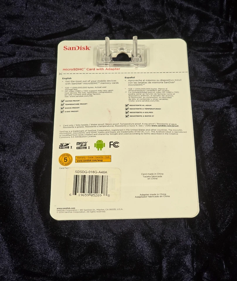 SanDisk 16GB MicroSD Micro SDHC TF Flash Memory Card 16G with SD Adapter - Image 2 of 2