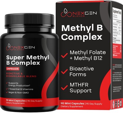 Methylated B Complex Vitamin Supplement Bioactive Methyl B Complex 5-MTHF 90caps