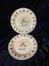 Set 4 Home Essentials "Chilly" Dessert Plate Pine Tree Snowflake Winter Border