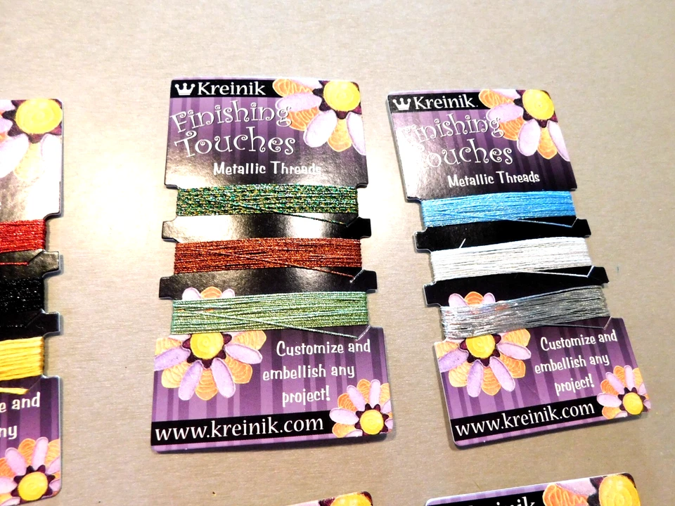 Set of 10 Kreinik Metallic Thread Many Mixed Colors Cards/ Finishing Touches/ C - Image 2 of 4