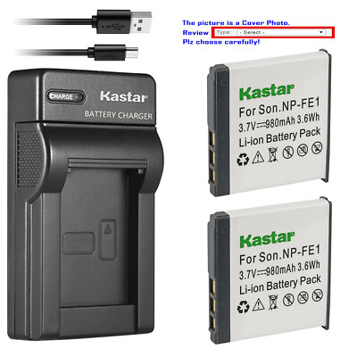 Kastar Battery Slim USB Charger for Sony NP-FE1 NPFE1 & Sony Cyber-shot DSC-T7/B