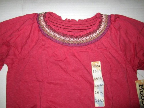Top Mudd Girls Talla Grande 16.5 Rosa Elástico Manga Corta Nuevo con Etiquetas - Imagen 2 de 2