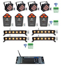 4 Rockville BEST PAR BEST STRIP ROCKWEDGE Wireless DMX Battery Lights Controller