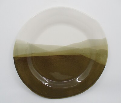 ALEX MARSHALL STUDIOS SLIM BROWN / WHITE STRIPE SALAD PLATE - 8 3/8''   0709I