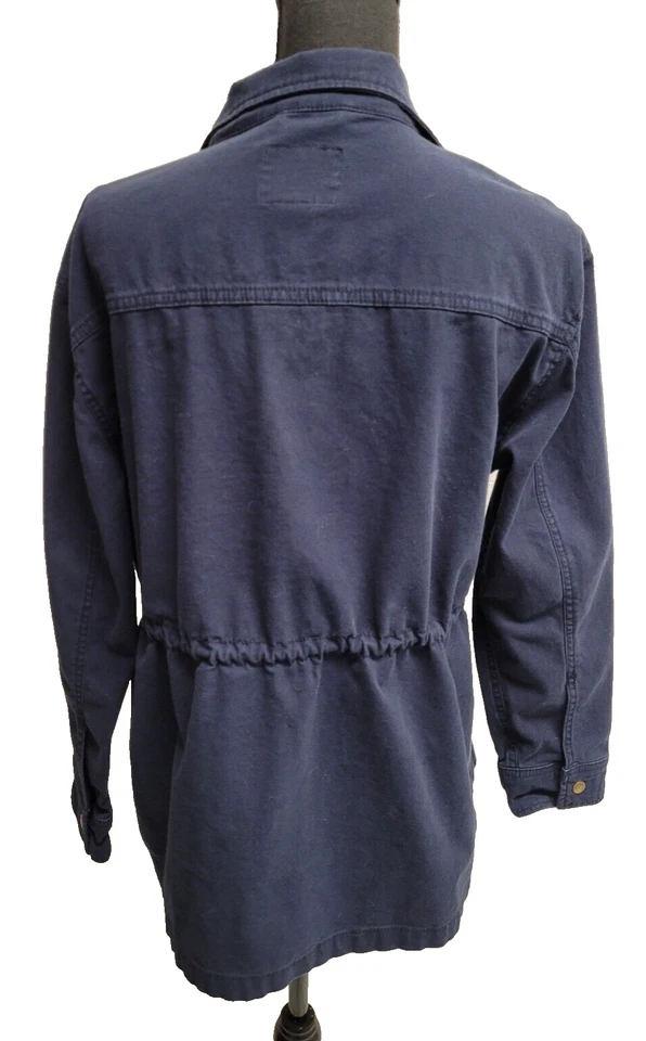 Jaqueta Old Navy (M) Azul Marinho Zíper Completo Cintura Amarrar Bolsos Manga Longa - Imagem 4 de 4