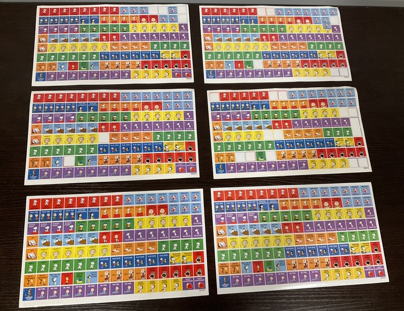 Peanuts Snoopy  CALENDAR STICKERS - Lot Of 6 Sheets  -  Over 690 Total 