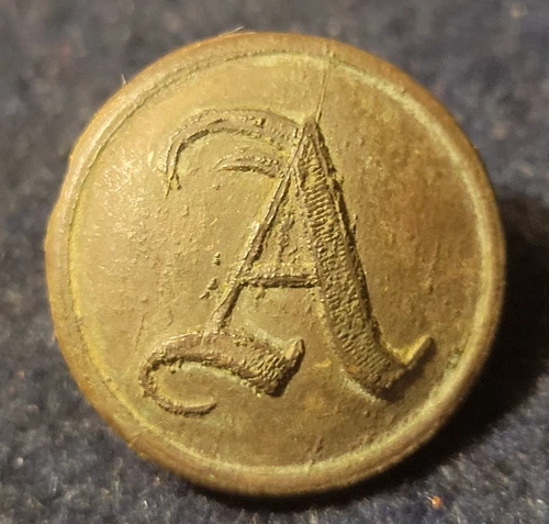 CIVIL WAR CONFEDERATE ARTILLERY SCRIPT "A" BUTTON ALBERT#CS-107-A2  EXCAVATED