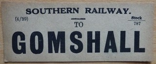 Southern Railway Luggage Label Gomshall (Surrey)