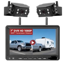 2CH Wireless Rear View Backup Camera System 7" Monitor for Truck Cara van Bus RV