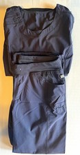 Infinity Women's Gray Medical Scrub Set Solid Knit Poly/Spandex Top Lg Pants Med
