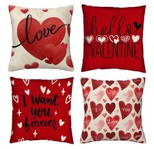 Set of 4 Valentines Day Pillow Covers. New In Pkg. 18x18
