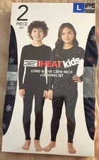 32 Degrees Heat Kids Long Sleeve Crew Neck Base Layer Set Black Size L 2 Piece