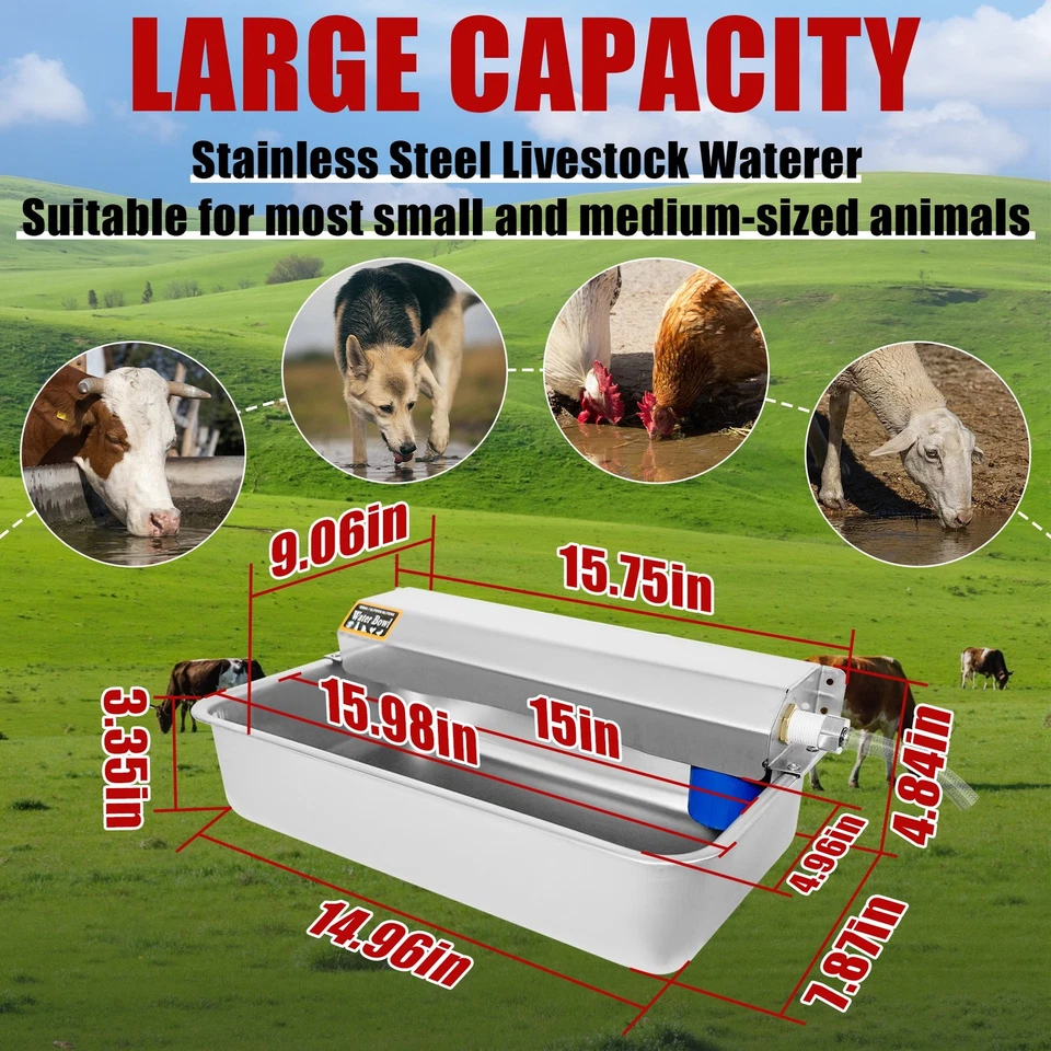 Dispensador automático de agua para perros 2 galones 304 acero inoxidable cuenco de agua para perros  Foto 2 de 4