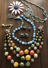 Lot of Vintage Costume Jewelry Retro Junk Necklaces Earrings Pins Rhinestones