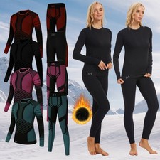 2er Damen Nahtlos Thermo Funktionsunterwäsche Ski Unterwäsche Winter Sport