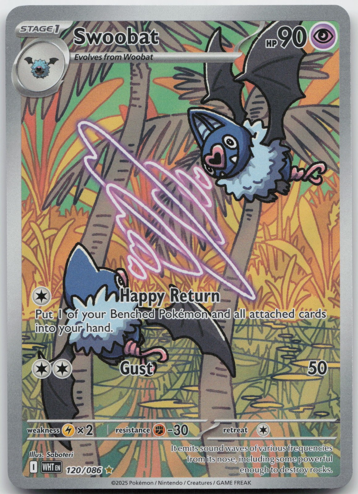 Swoobat Illustration Rare SV: White Flare 120/086 NM