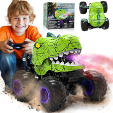 Monster Truck Toys - Remote Control Monster Truck with Spray, Light, Music, Dino