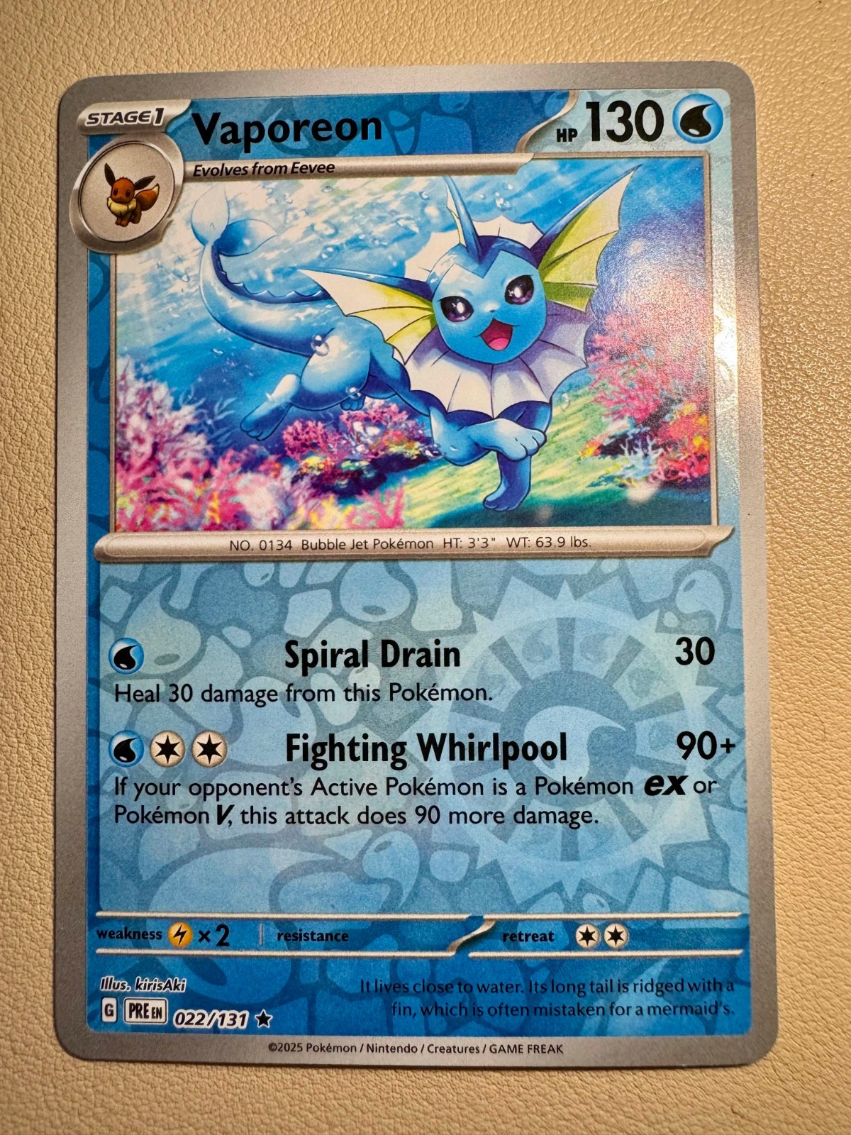 Vaporeon 22/131 Reverse Holo Rare SV Prismatic Evolutions NM