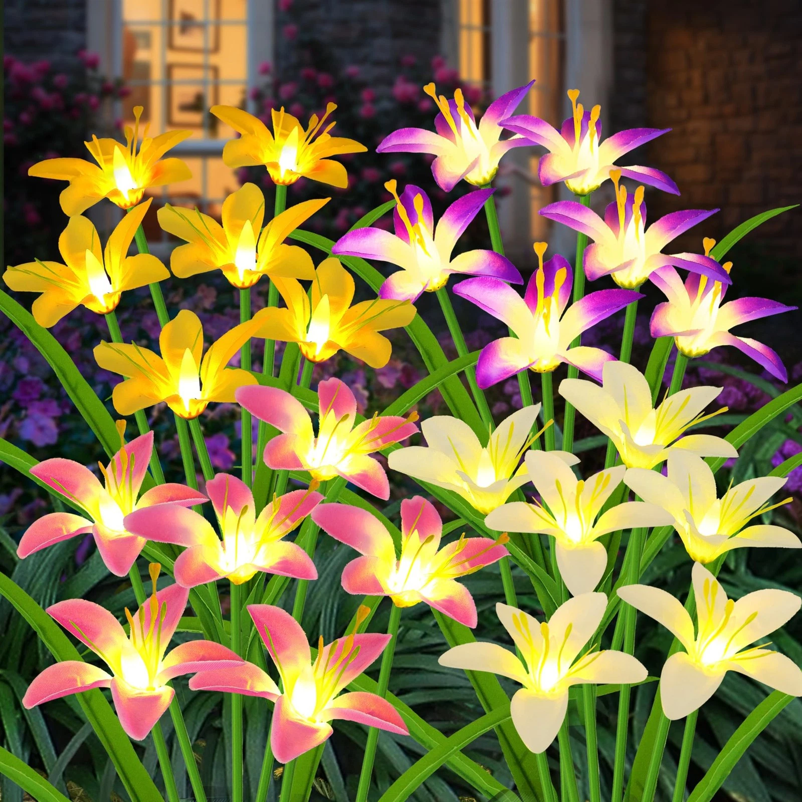 Solar Garden Lights New Upgraded Solar Wild Lily Flower Lights, Yard Patio Pa...